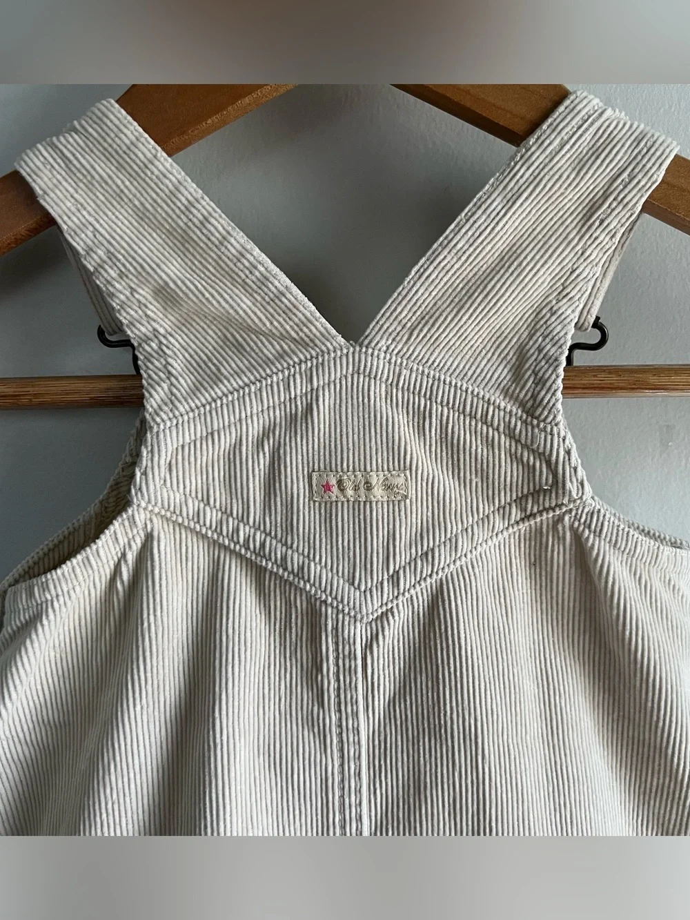 Vintage Old Navy Baby 12-18 Months Corduroy Overall Dress Jumper Cream Pockets